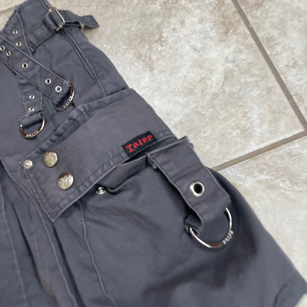 Tripp NYC Daang Goodman Mens Gothic Cargo Kilt Black Pleated Size L D-Rings - Picture 8 of 15